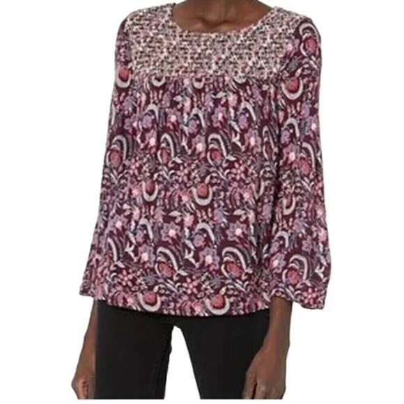Lucky Brand Tops - Lucky Brand Smocked Boho Flare Sleeve Shirt